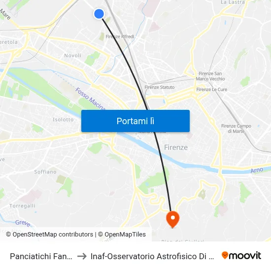 Panciatichi Fanfani to Inaf-Osservatorio Astrofisico Di Arcetri map