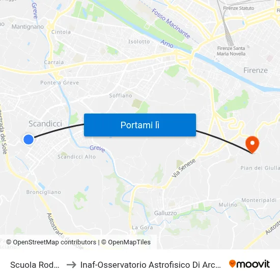 Scuola Rodari to Inaf-Osservatorio Astrofisico Di Arcetri map