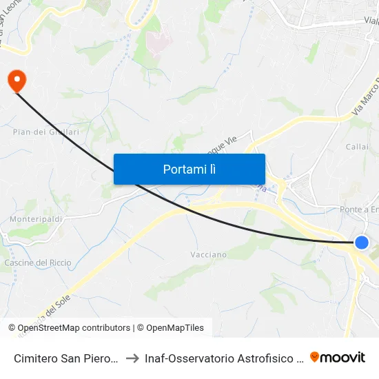 Cimitero San Piero A Ema to Inaf-Osservatorio Astrofisico Di Arcetri map