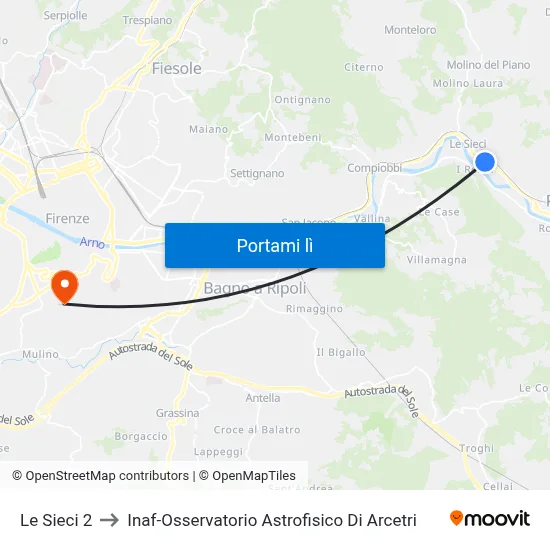 Le Sieci 2 to Inaf-Osservatorio Astrofisico Di Arcetri map
