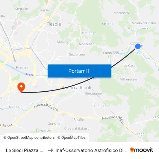 Le Sieci Piazza Albizi to Inaf-Osservatorio Astrofisico Di Arcetri map