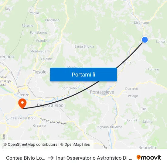 Contea Bivio Londa to Inaf-Osservatorio Astrofisico Di Arcetri map