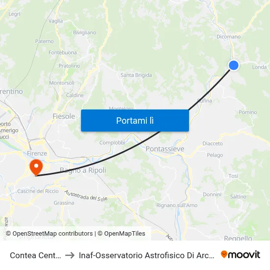 Contea Centro to Inaf-Osservatorio Astrofisico Di Arcetri map