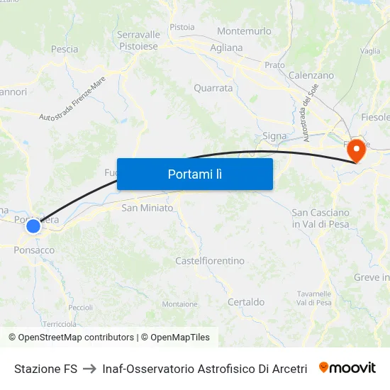 Stazione FS to Inaf-Osservatorio Astrofisico Di Arcetri map