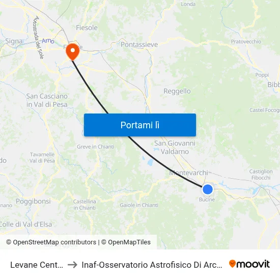 Levane Centro to Inaf-Osservatorio Astrofisico Di Arcetri map