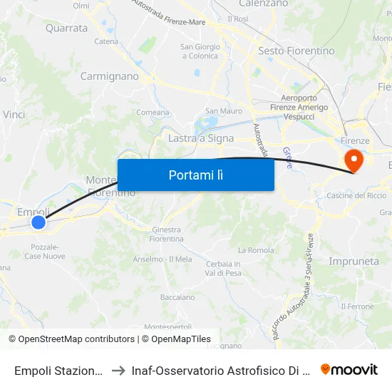 Empoli Stazione FS to Inaf-Osservatorio Astrofisico Di Arcetri map