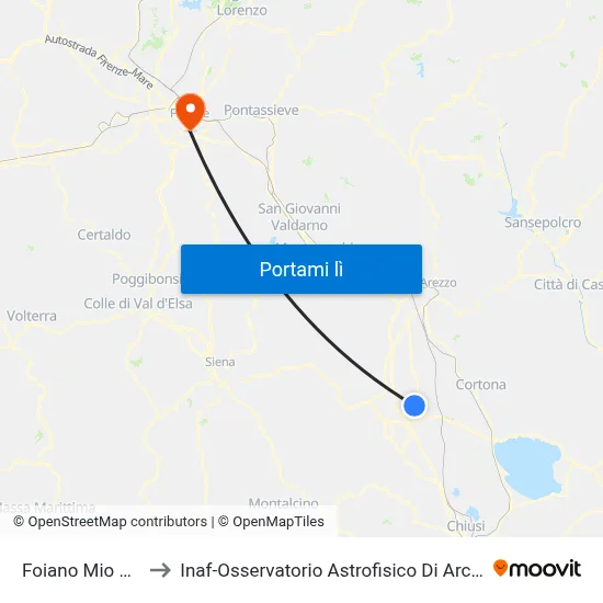 Foiano Mio Bar to Inaf-Osservatorio Astrofisico Di Arcetri map