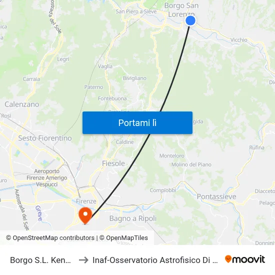 Borgo S.L. Kennedy to Inaf-Osservatorio Astrofisico Di Arcetri map