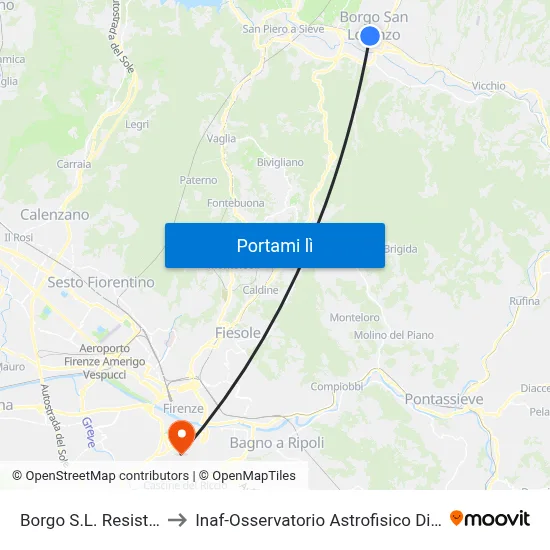Borgo S.L. Resistenza to Inaf-Osservatorio Astrofisico Di Arcetri map