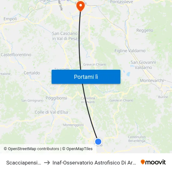 Scacciapensieri to Inaf-Osservatorio Astrofisico Di Arcetri map