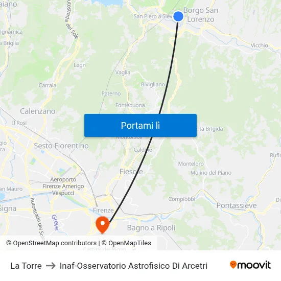 La Torre to Inaf-Osservatorio Astrofisico Di Arcetri map