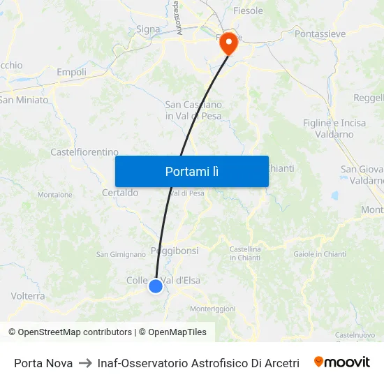 Porta Nova to Inaf-Osservatorio Astrofisico Di Arcetri map