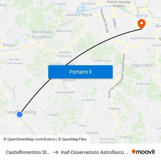 Castelfiorentino Stazione to Inaf-Osservatorio Astrofisico Di Arcetri map