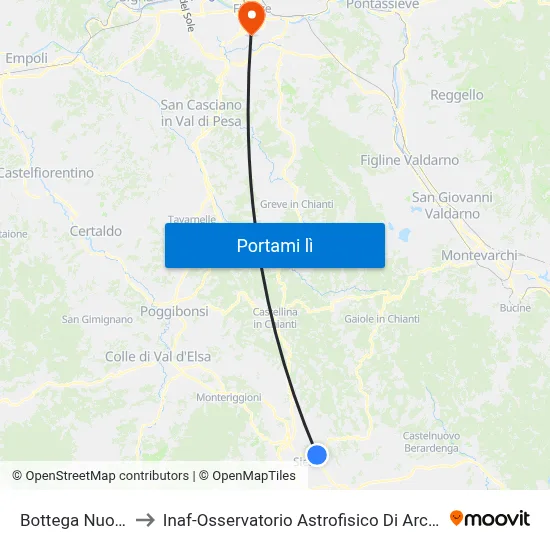 Bottega Nuova to Inaf-Osservatorio Astrofisico Di Arcetri map