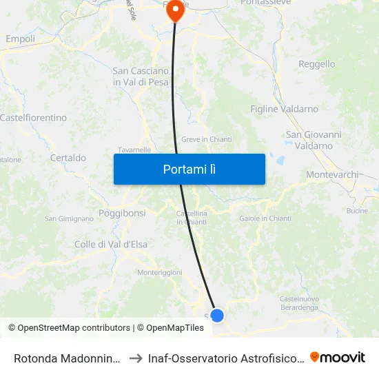 Rotonda Madonnina Rossa to Inaf-Osservatorio Astrofisico Di Arcetri map