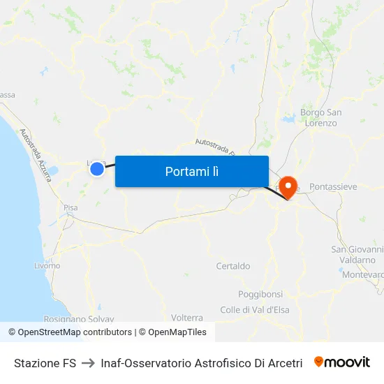 Stazione FS to Inaf-Osservatorio Astrofisico Di Arcetri map