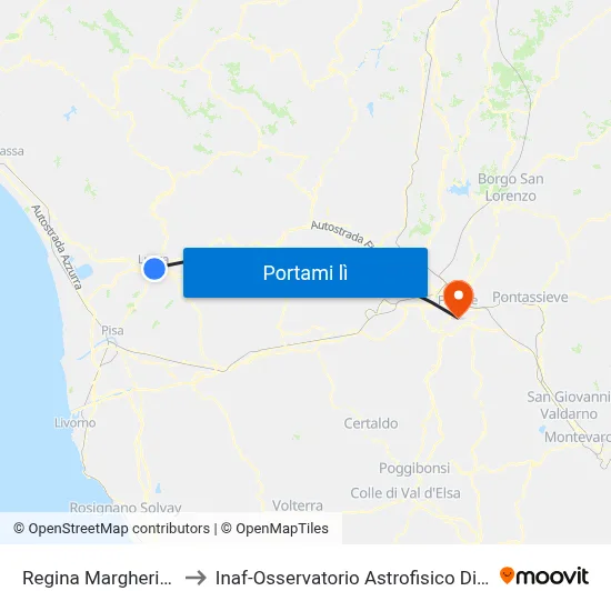 Regina Margherita FS to Inaf-Osservatorio Astrofisico Di Arcetri map