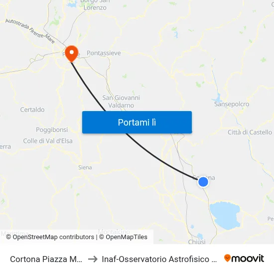 Cortona Piazza Mercato to Inaf-Osservatorio Astrofisico Di Arcetri map
