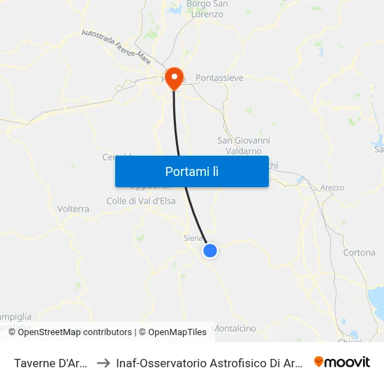 Taverne D'Arbia to Inaf-Osservatorio Astrofisico Di Arcetri map