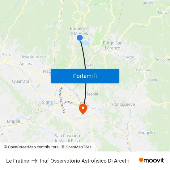 Le Fratine to Inaf-Osservatorio Astrofisico Di Arcetri map