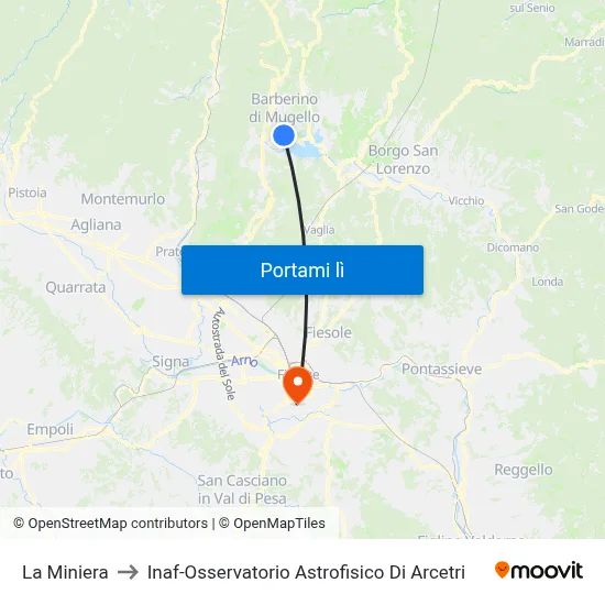 La Miniera to Inaf-Osservatorio Astrofisico Di Arcetri map