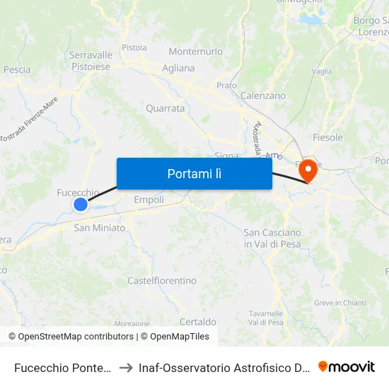 Fucecchio Ponte Arno to Inaf-Osservatorio Astrofisico Di Arcetri map