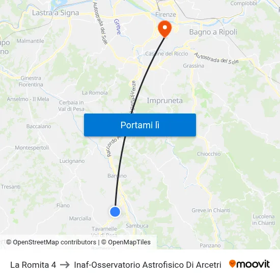 La Romita 4 to Inaf-Osservatorio Astrofisico Di Arcetri map