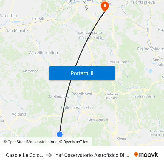 Casole Le Colonne to Inaf-Osservatorio Astrofisico Di Arcetri map