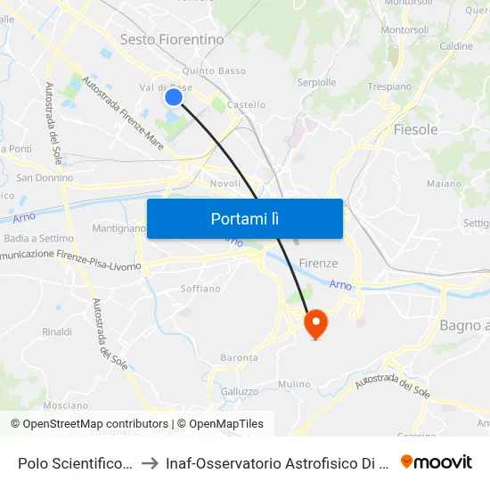 Polo Scientifico Cnr to Inaf-Osservatorio Astrofisico Di Arcetri map