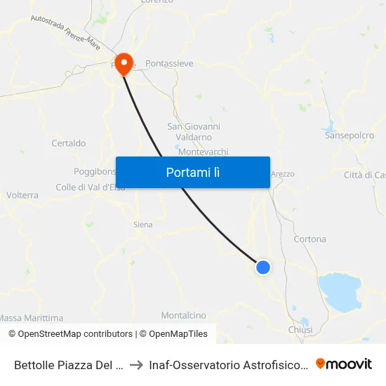 Bettolle Piazza Del Popolo to Inaf-Osservatorio Astrofisico Di Arcetri map