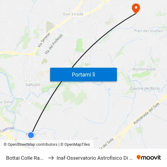 Bottai Colle Ramole to Inaf-Osservatorio Astrofisico Di Arcetri map