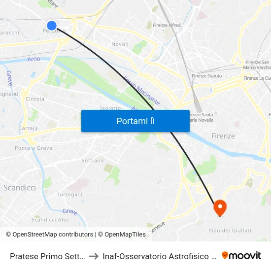 Pratese Primo Settembre to Inaf-Osservatorio Astrofisico Di Arcetri map