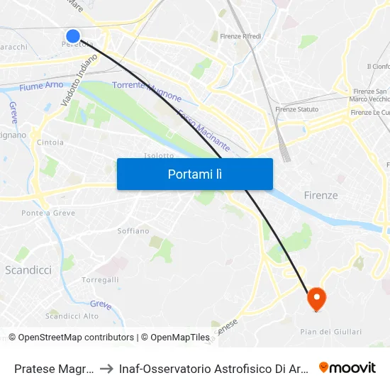 Pratese Magrini to Inaf-Osservatorio Astrofisico Di Arcetri map