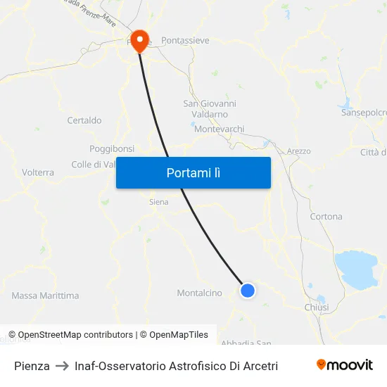 Pienza to Inaf-Osservatorio Astrofisico Di Arcetri map