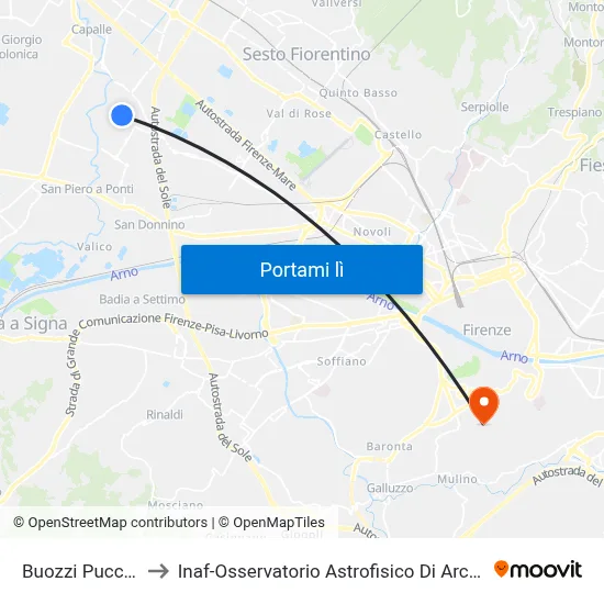 Buozzi Puccini to Inaf-Osservatorio Astrofisico Di Arcetri map