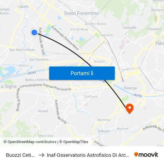Buozzi Cetino to Inaf-Osservatorio Astrofisico Di Arcetri map
