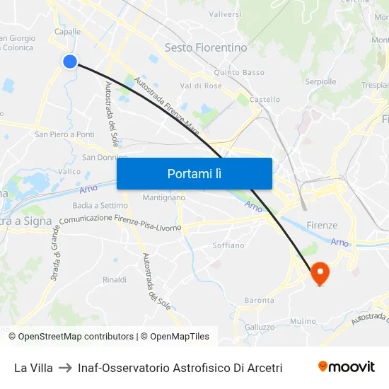 La Villa to Inaf-Osservatorio Astrofisico Di Arcetri map