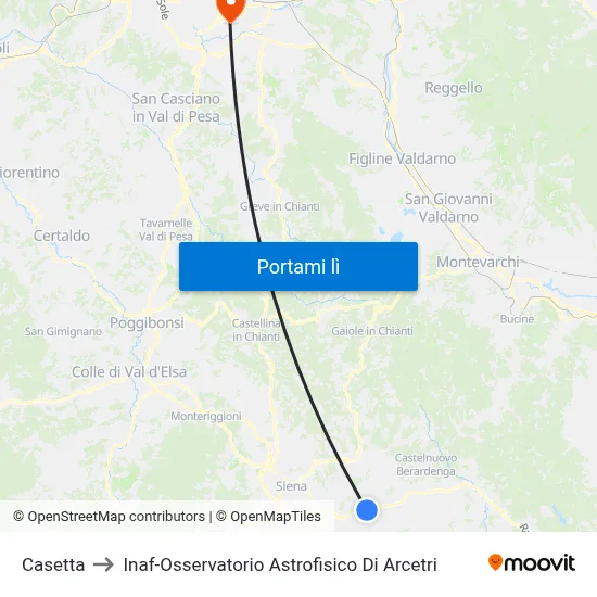 Casetta to Inaf-Osservatorio Astrofisico Di Arcetri map