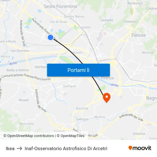 Ikea to Inaf-Osservatorio Astrofisico Di Arcetri map