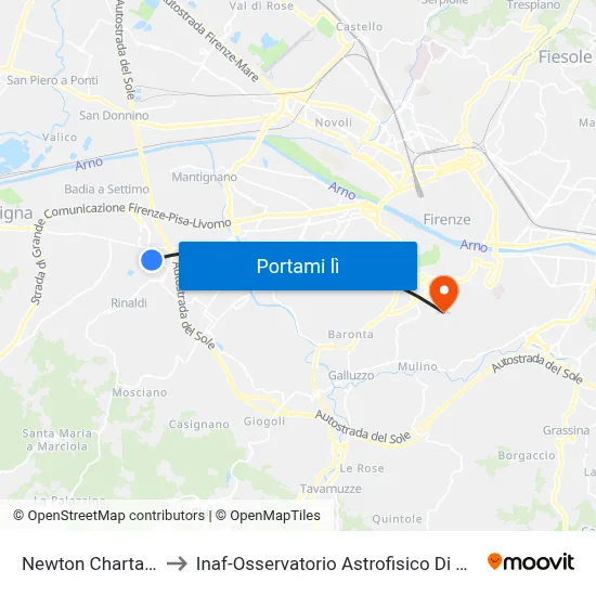 Newton Charta '77 to Inaf-Osservatorio Astrofisico Di Arcetri map