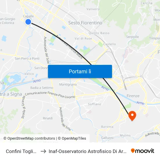 Confini Togliatti to Inaf-Osservatorio Astrofisico Di Arcetri map