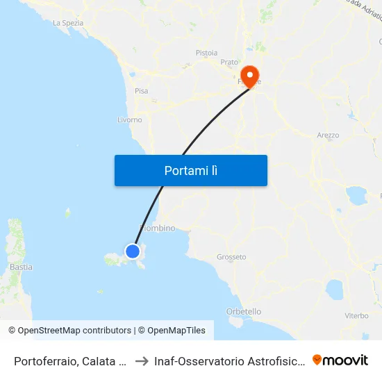 Portoferraio, Calata Matteotti to Inaf-Osservatorio Astrofisico Di Arcetri map