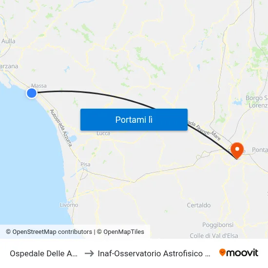 Ospedale Delle Apuane to Inaf-Osservatorio Astrofisico Di Arcetri map