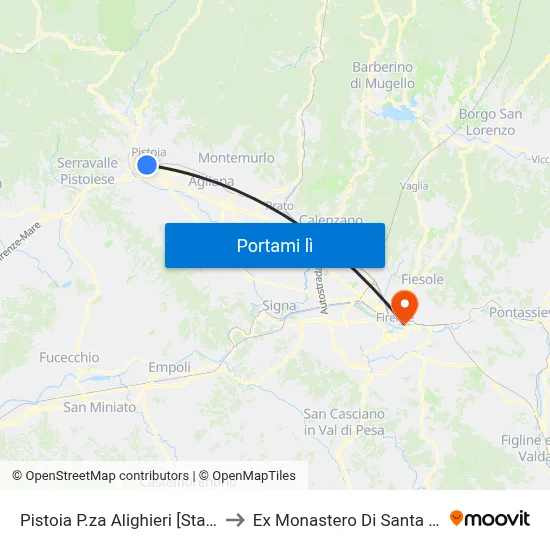 Pistoia P.za Alighieri [Stazione Fs] to Ex Monastero Di Santa Verdiana map