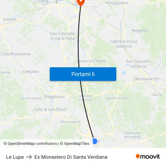 Le Lupe to Ex Monastero Di Santa Verdiana map