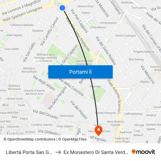 Libertà Porta San Gallo to Ex Monastero Di Santa Verdiana map