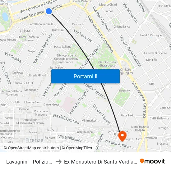 Lavagnini - Poliziano to Ex Monastero Di Santa Verdiana map