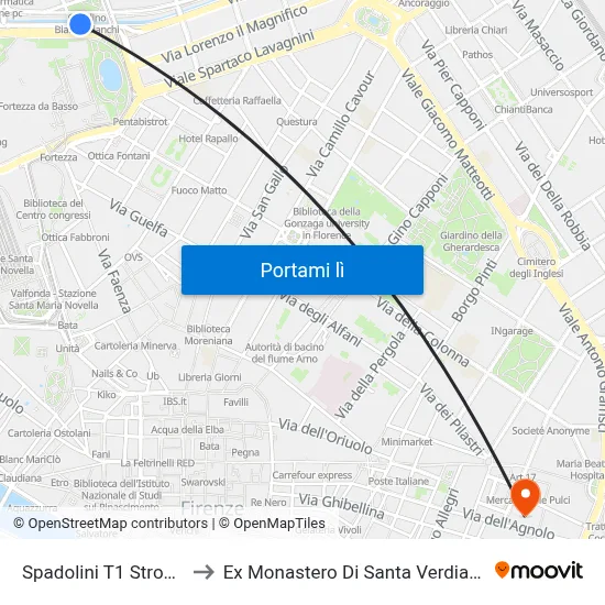 Spadolini T1 Strozzi to Ex Monastero Di Santa Verdiana map