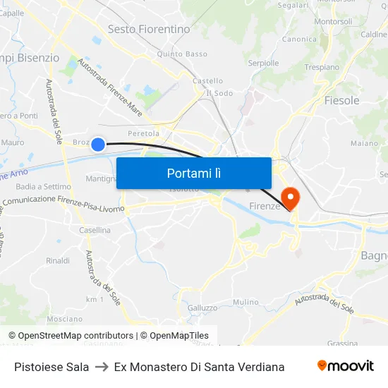 Pistoiese Sala to Ex Monastero Di Santa Verdiana map