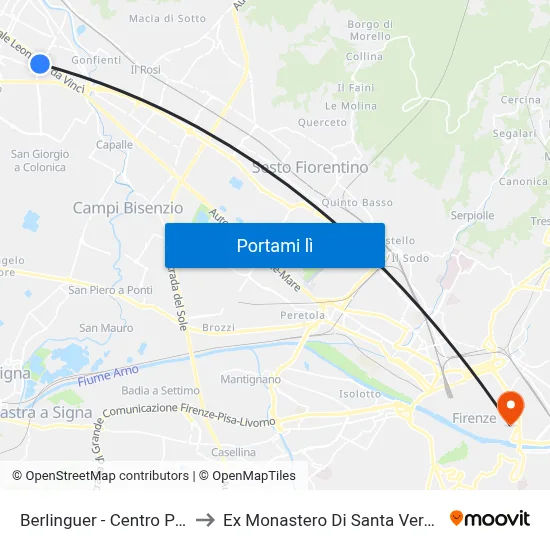 Berlinguer - Centro Pecci to Ex Monastero Di Santa Verdiana map